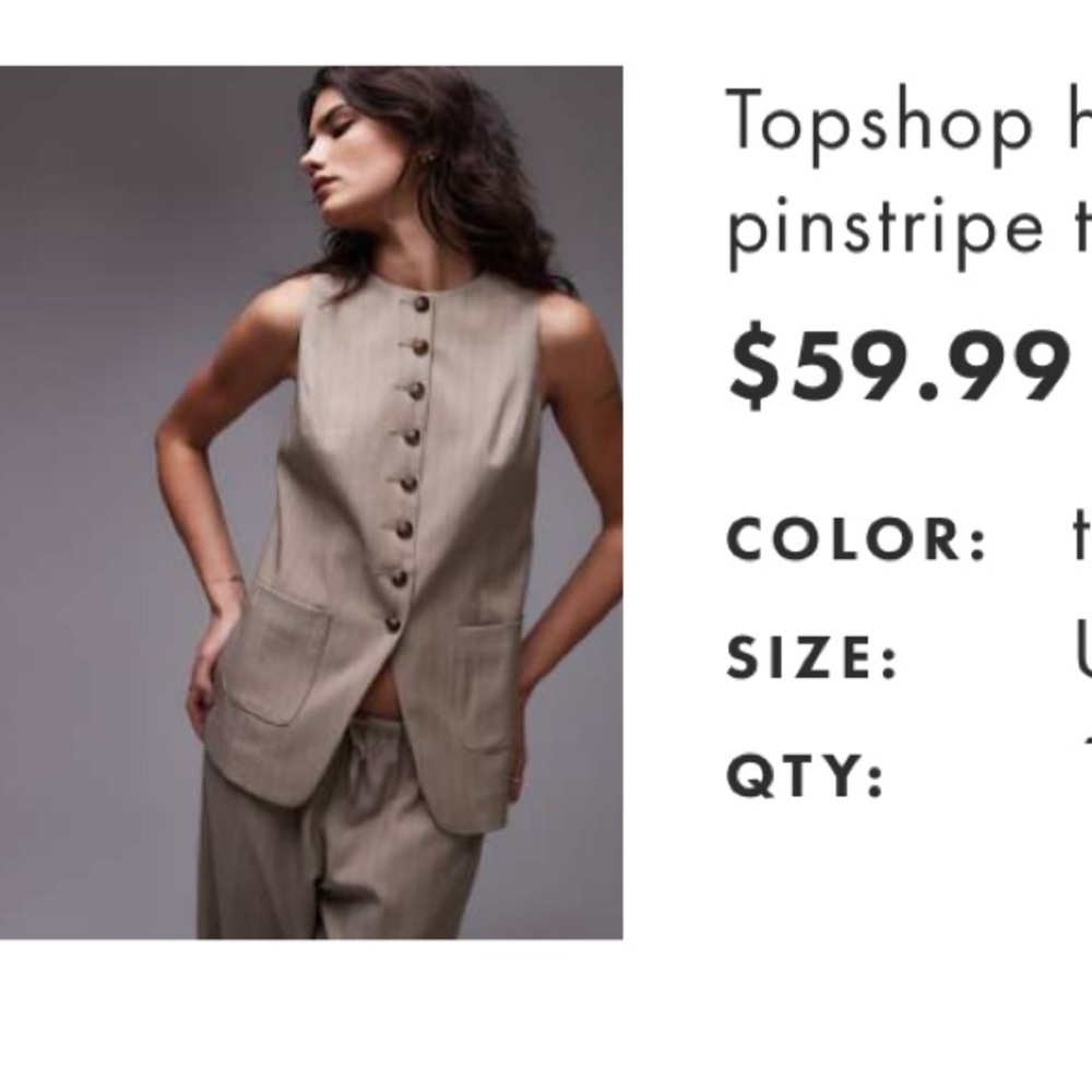 Top shop pinstripe high neck vest top